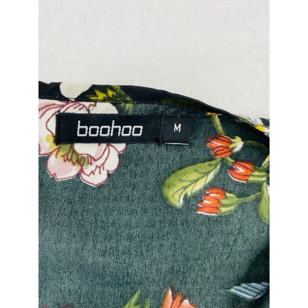 Boohoo Black Floral Kimono w/ Belt Long Sleeve - Picture 6 of 9